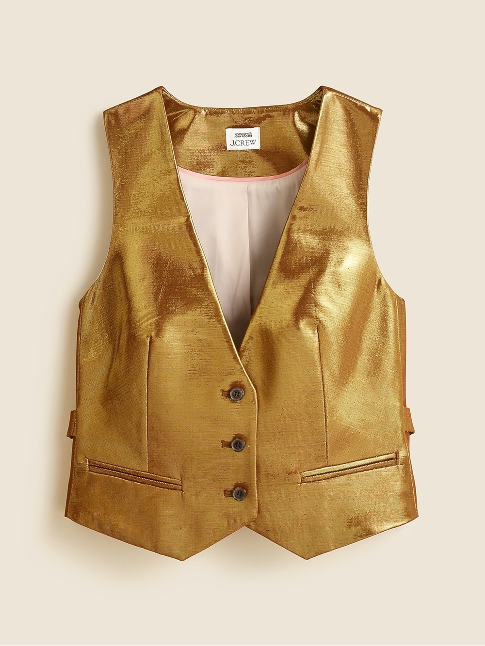 Christopher John Rogers X J.Crew classic-fit vest in gold lamé New with Tags